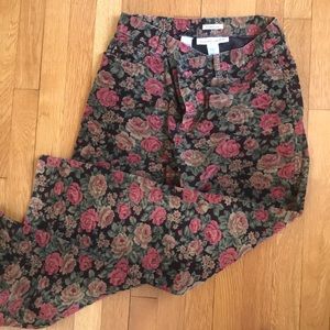 Jones New York floral corduroy high waisted pants